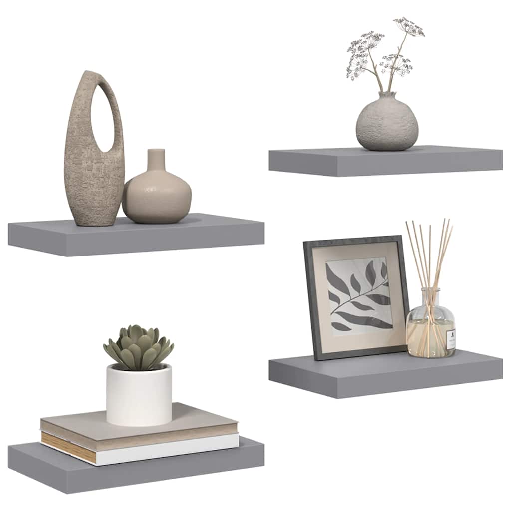 væghylder 4 stk. 40x23,5x3,8 cm MDF grå