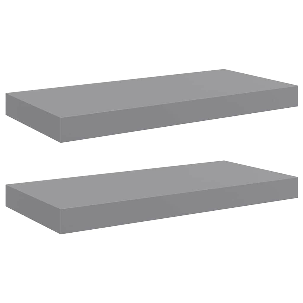 væghylder 2 stk. 50x23,5x3,8 cm MDF grå