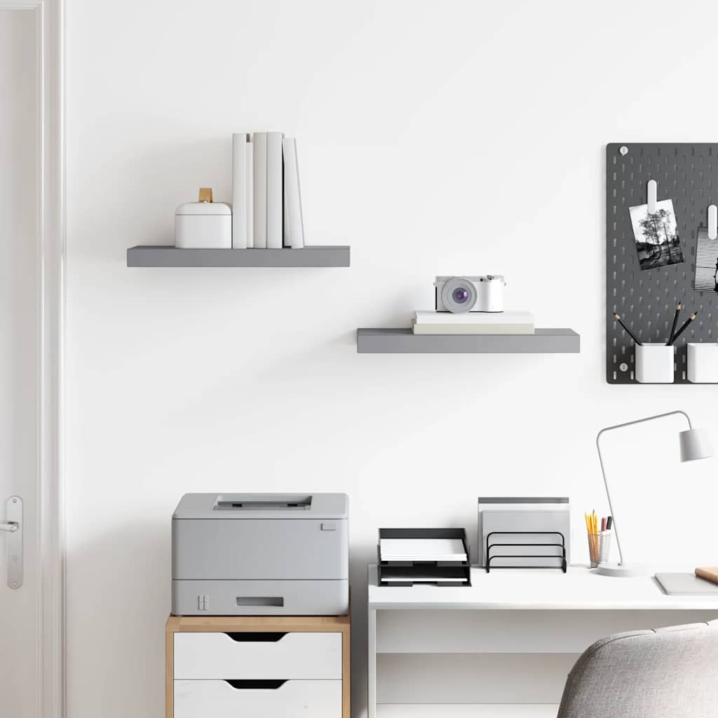væghylder 2 stk. 50x23,5x3,8 cm MDF grå