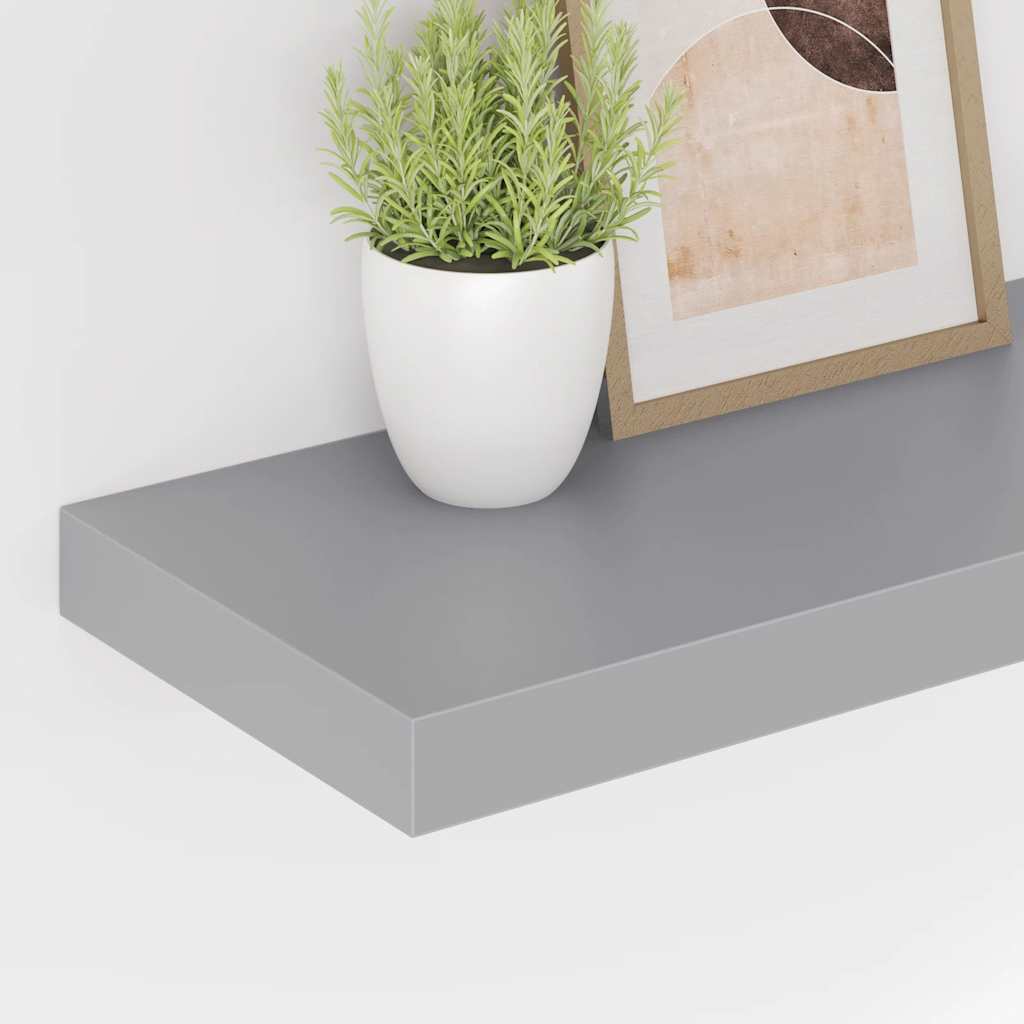 væghylder 2 stk. 50x23,5x3,8 cm MDF grå
