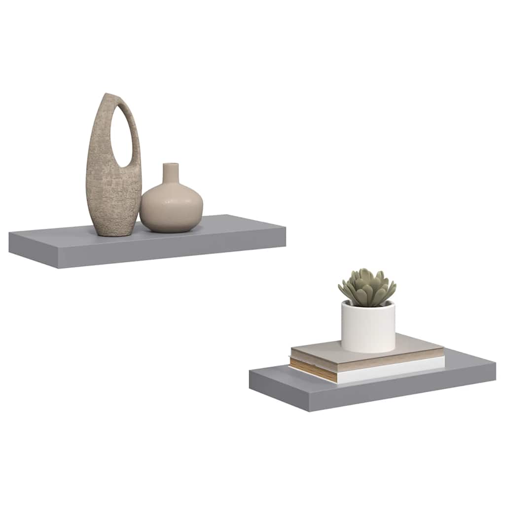 væghylder 2 stk. 50x23,5x3,8 cm MDF grå