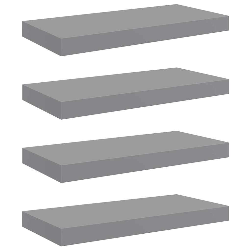 væghylder 4 stk. 50x23,5x3,8 cm MDF grå