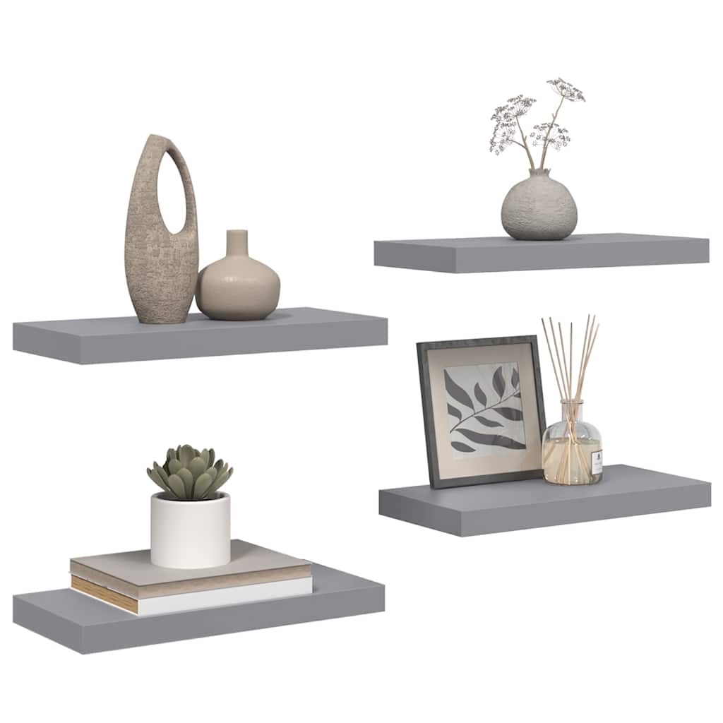 væghylder 4 stk. 50x23,5x3,8 cm MDF grå