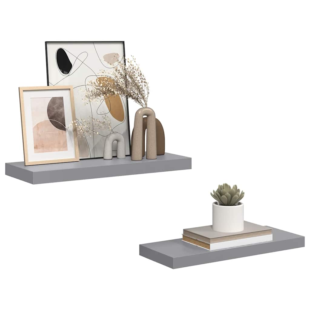væghylder 2 stk. 60x23,5x3,8 cm MDF grå
