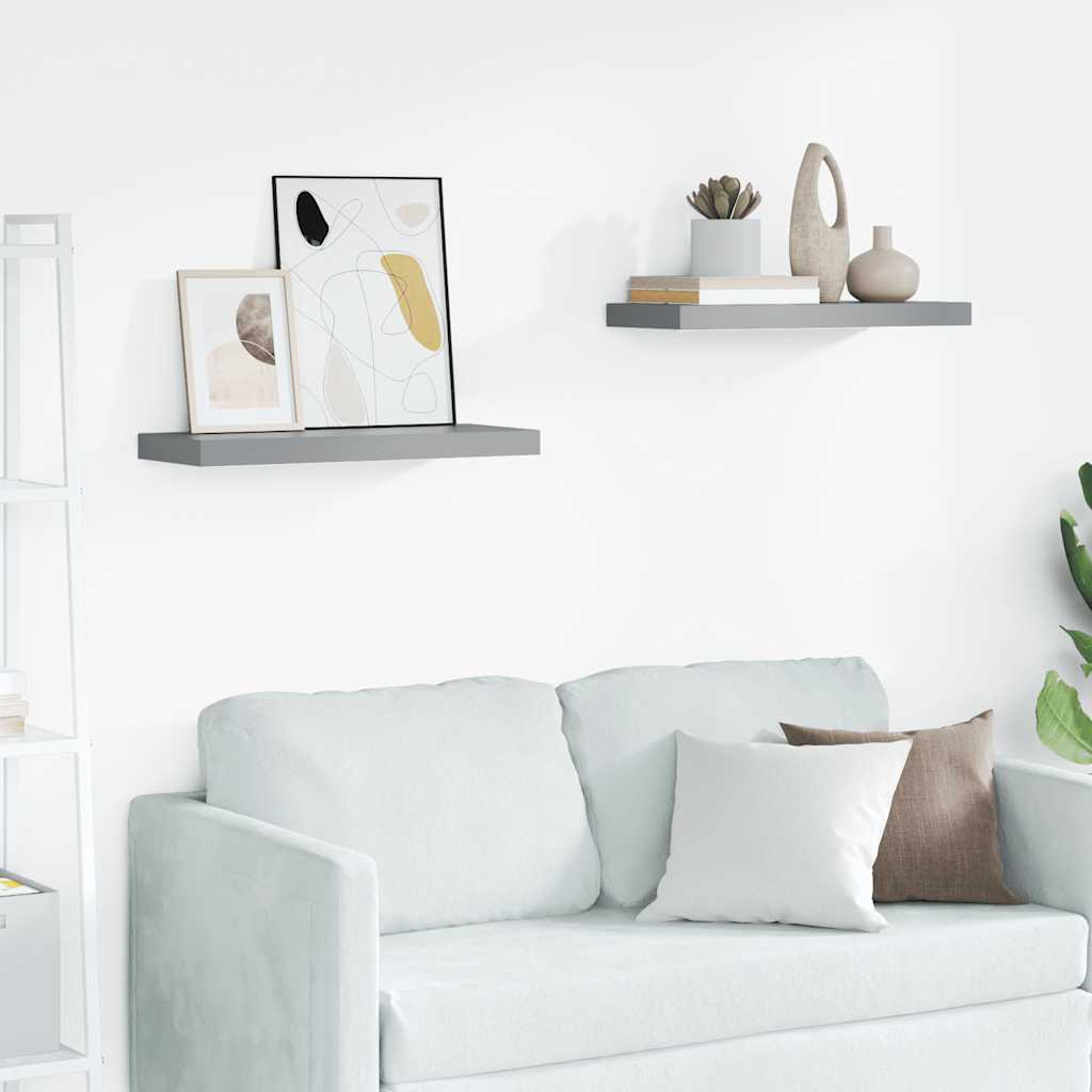 væghylder 2 stk. 60x23,5x3,8 cm MDF grå