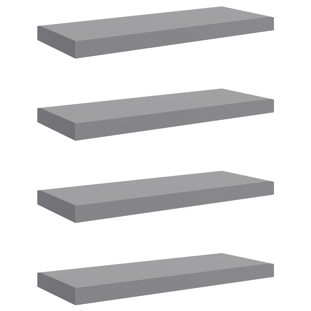 væghylder 4 stk. 60x23,5x3,8 cm MDF grå