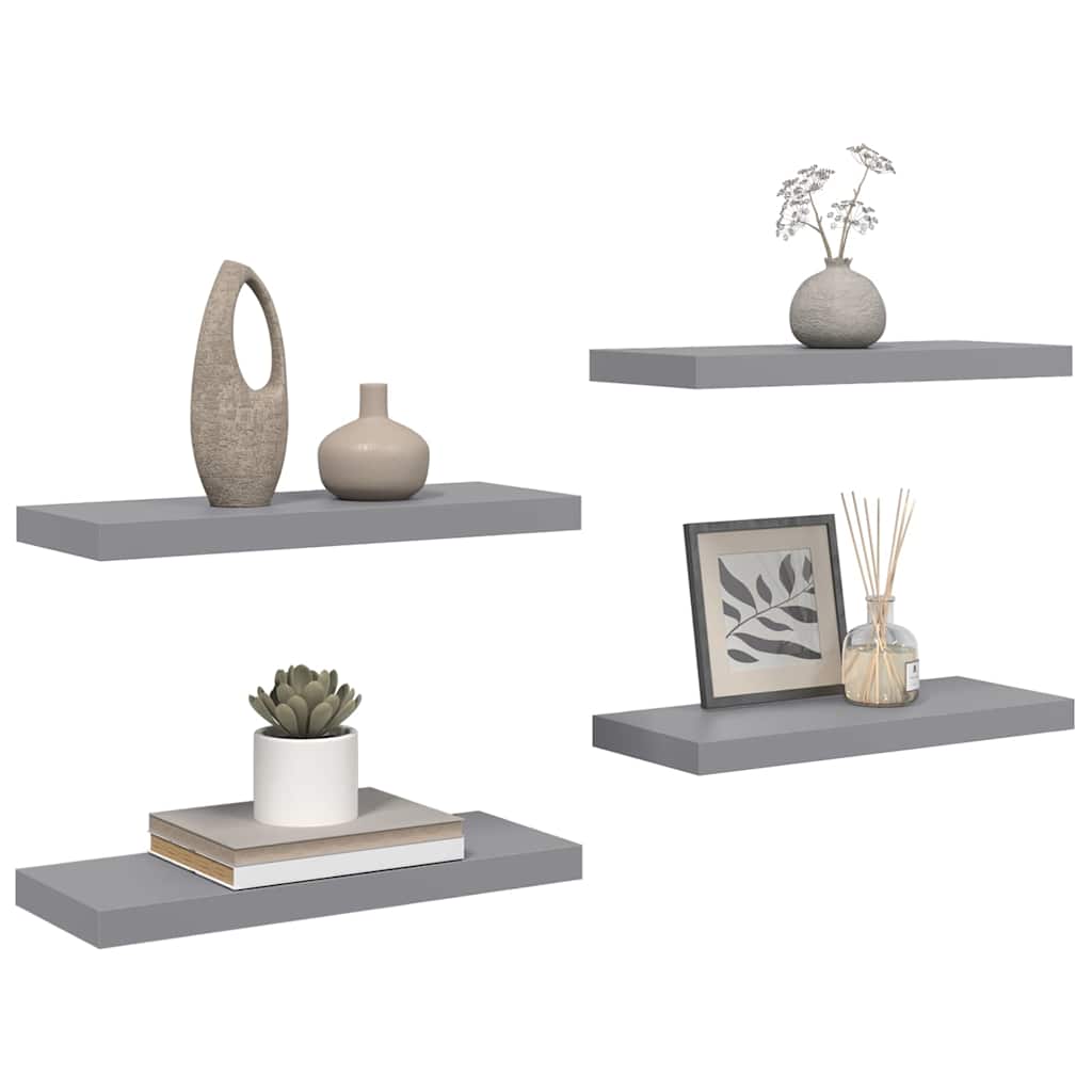 væghylder 4 stk. 60x23,5x3,8 cm MDF grå