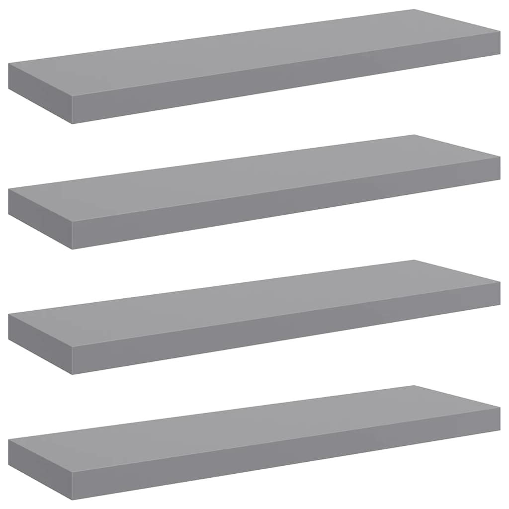 væghylder 4 stk. 80x23,5x3,8 cm MDF grå