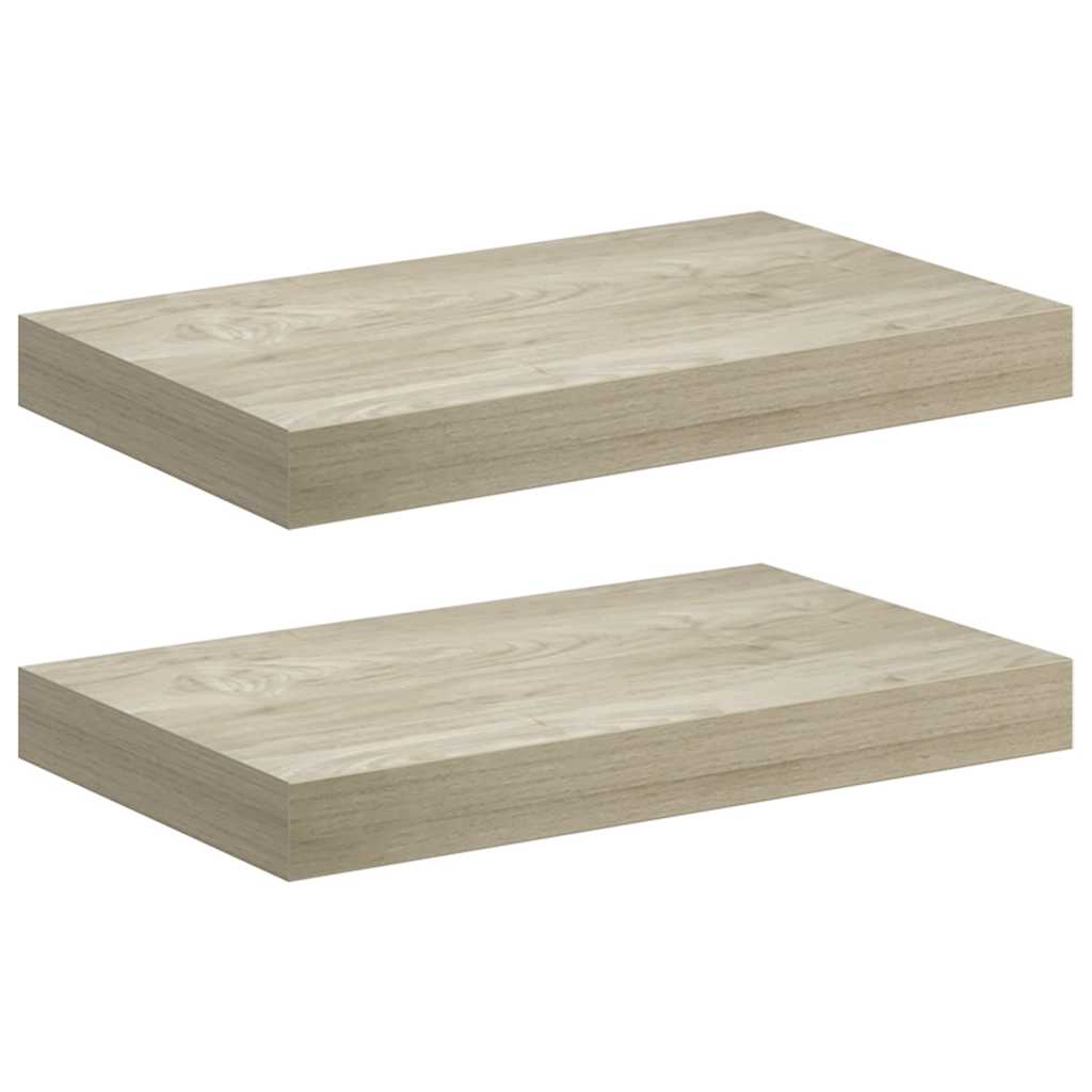 væghylder 2 stk. 40x23,5x3,8 cm MDF egetræsfarve