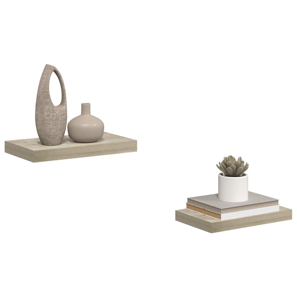 væghylder 2 stk. 40x23,5x3,8 cm MDF egetræsfarve
