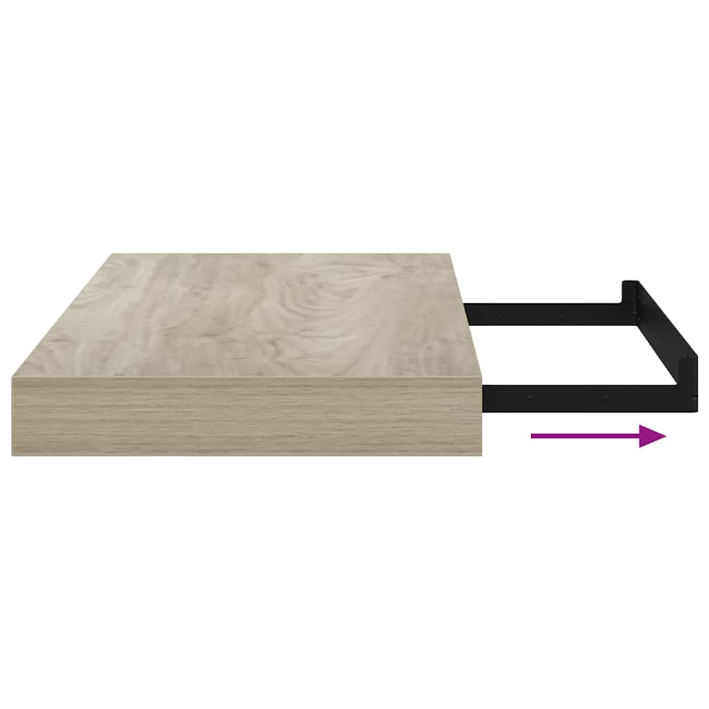 væghylder 2 stk. 40x23,5x3,8 cm MDF egetræsfarve