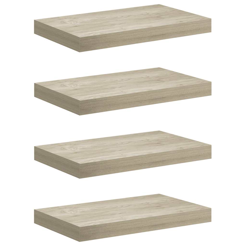 væghylder 4 stk. 40x23,5x3,8 cm MDF egetræsfarve