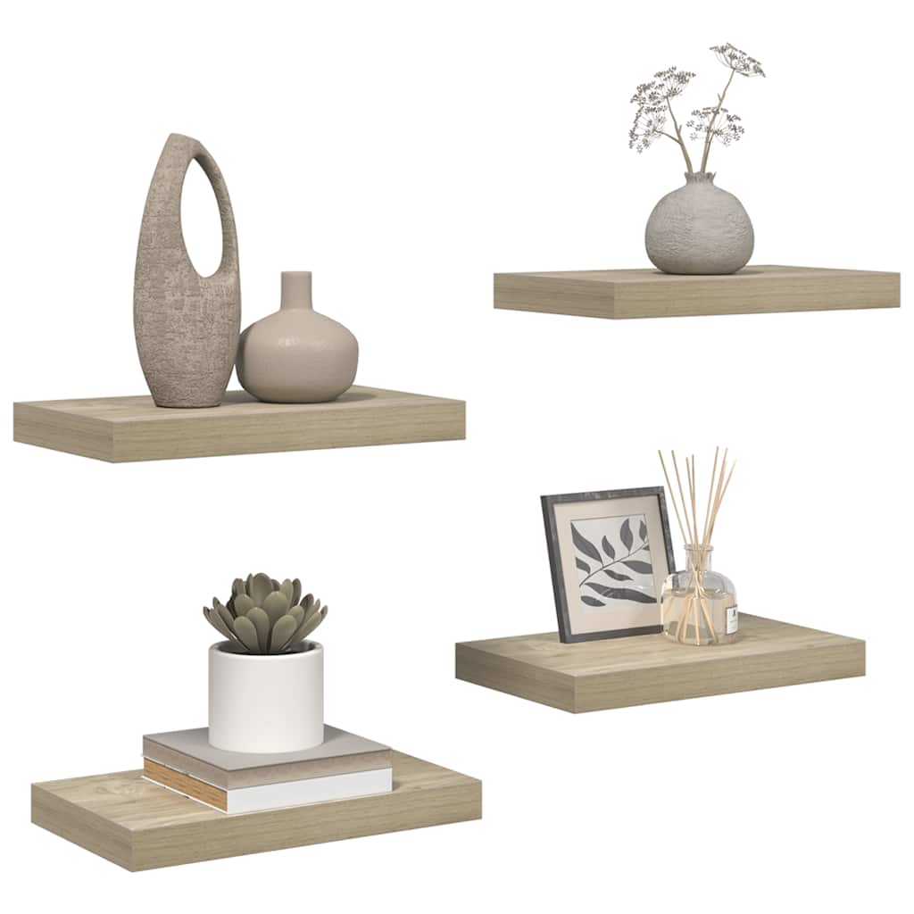 væghylder 4 stk. 40x23,5x3,8 cm MDF egetræsfarve