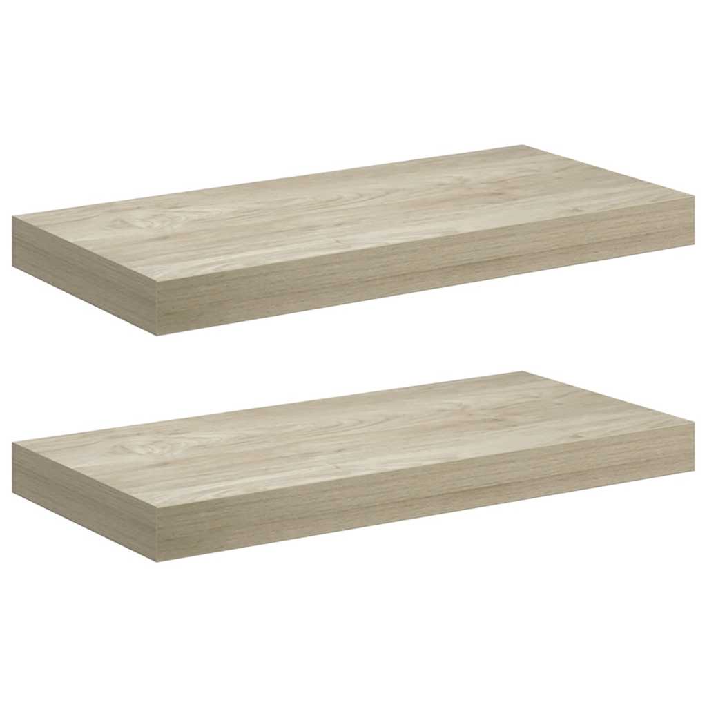 væghylder 2 stk. 50x23,5x3,8 cm MDF egetræsfarve