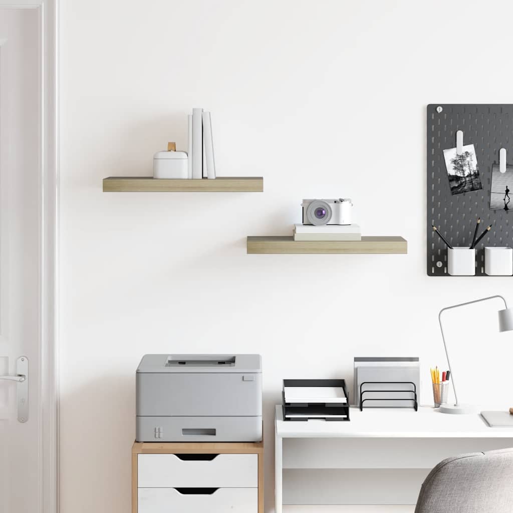 væghylder 2 stk. 50x23,5x3,8 cm MDF egetræsfarve