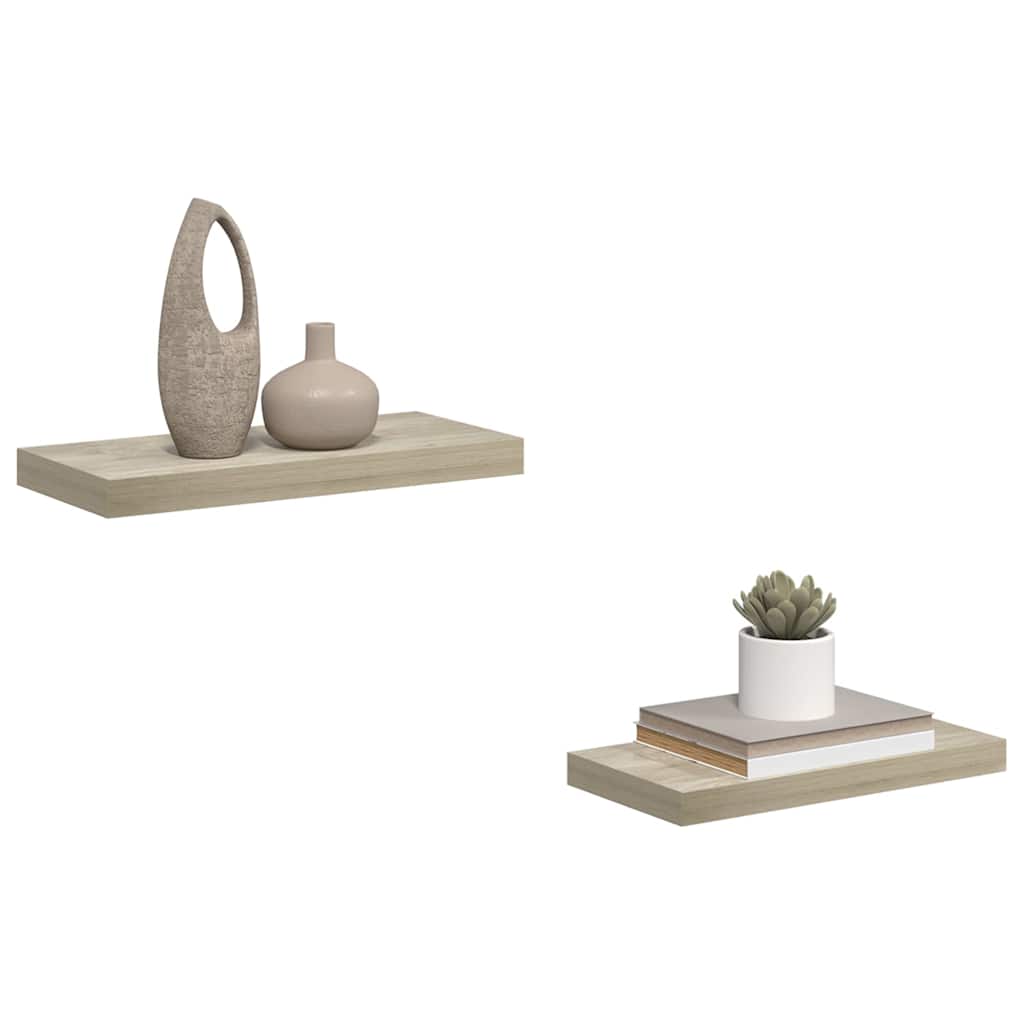væghylder 2 stk. 50x23,5x3,8 cm MDF egetræsfarve