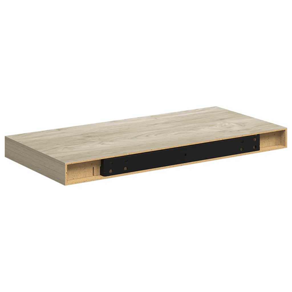 væghylder 2 stk. 50x23,5x3,8 cm MDF egetræsfarve