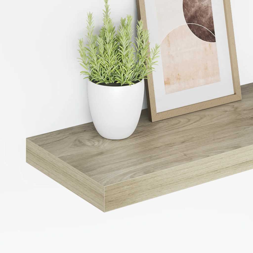 væghylder 2 stk. 60x23,5x3,8 cm MDF egetræsfarve