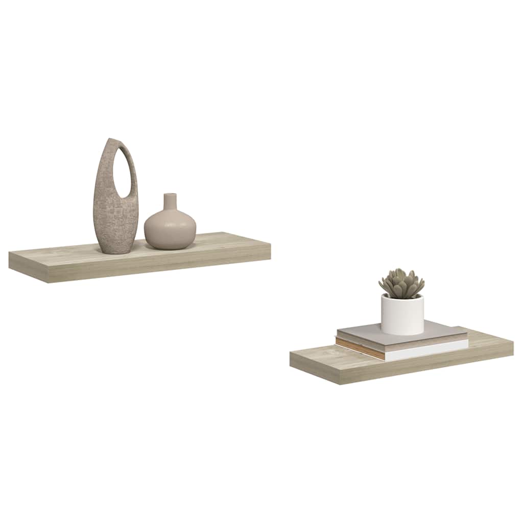 væghylder 2 stk. 60x23,5x3,8 cm MDF egetræsfarve