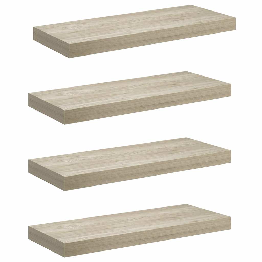 væghylder 4 stk. 60x23,5x3,8 cm MDF egetræsfarve