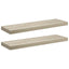 væghylder 2 stk. 80x23,5x3,8 cm MDF egetræsfarve