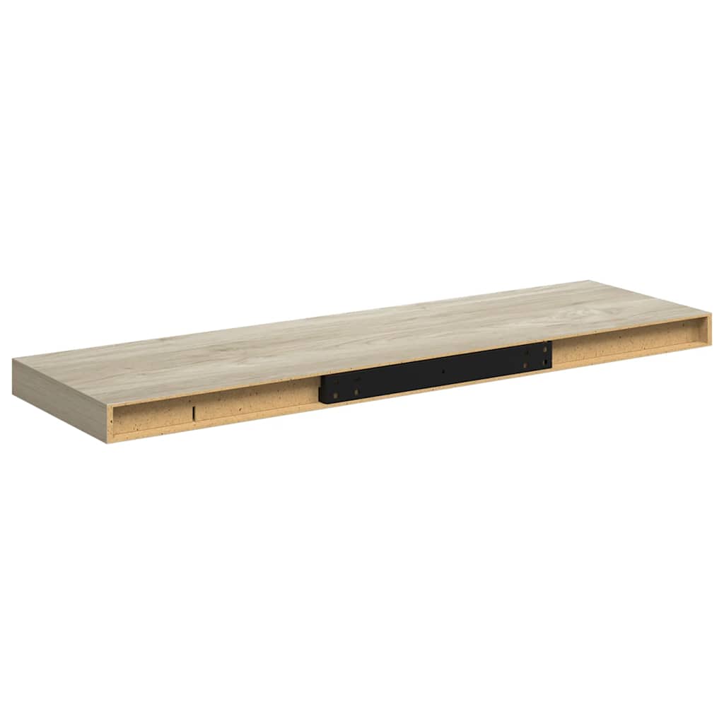 væghylder 2 stk. 80x23,5x3,8 cm MDF egetræsfarve