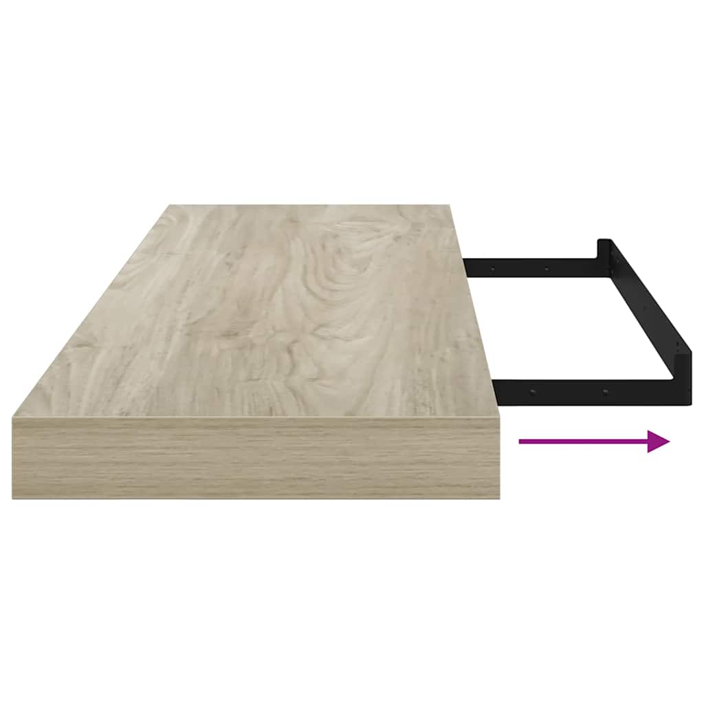 væghylder 2 stk. 80x23,5x3,8 cm MDF egetræsfarve