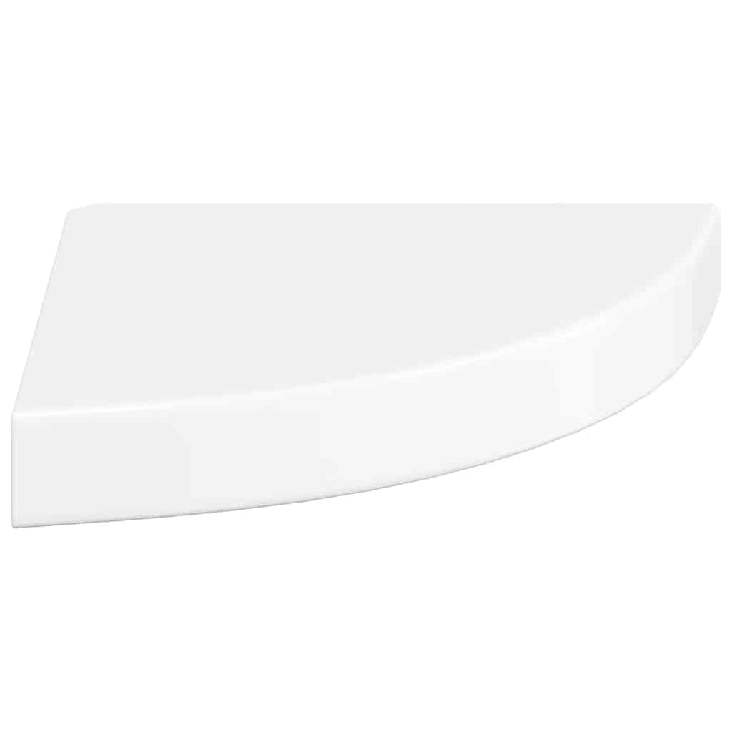 svævende hjørnehylde højglans hvid 25x25x3,8 cm MDF