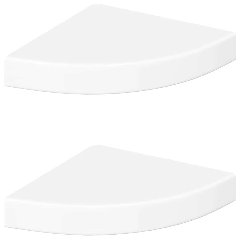 svævende hjørnehylder 2 stk. højglans hvid 25x25x3,8 cm MDF