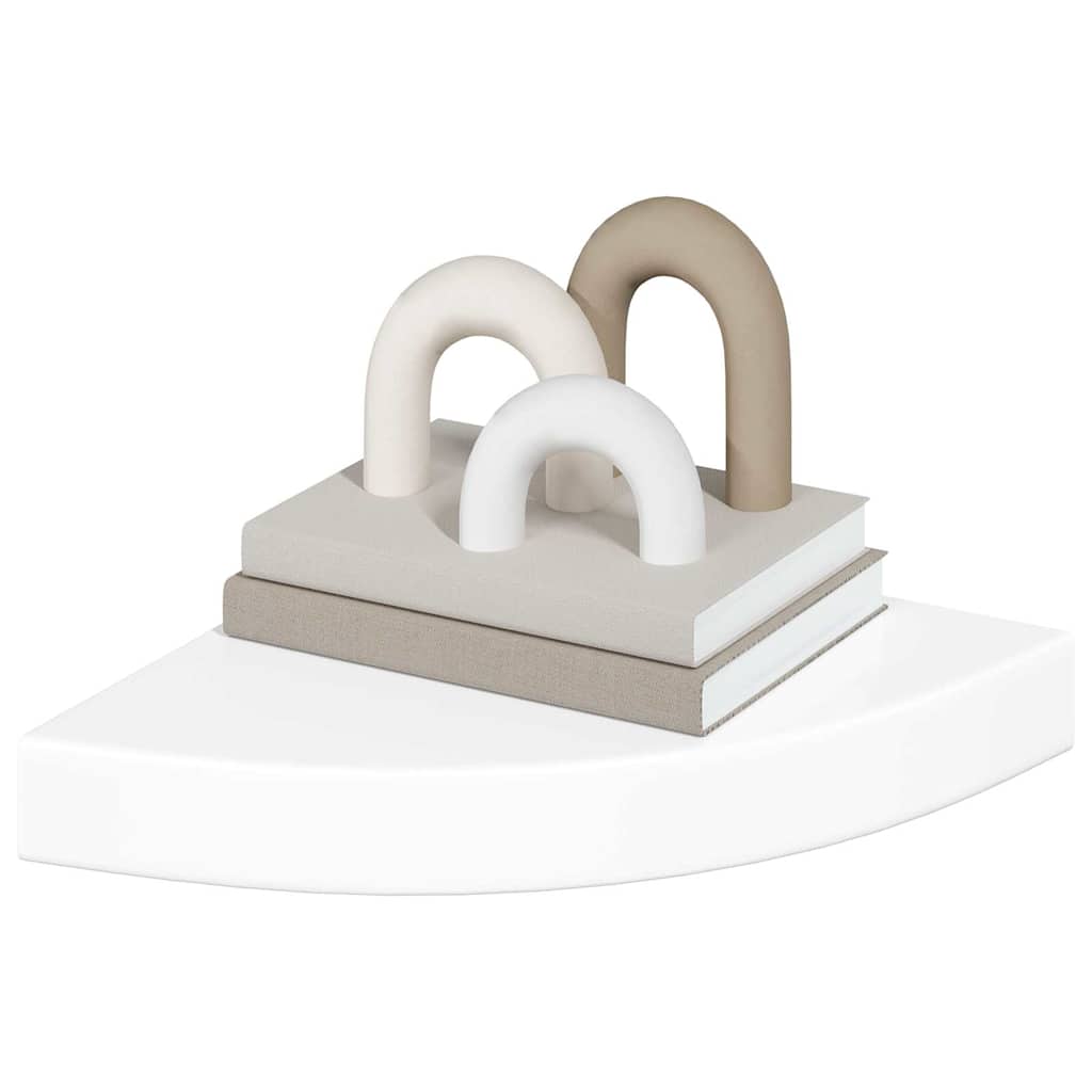 svævende hjørnehylder 2 stk. højglans hvid 25x25x3,8 cm MDF