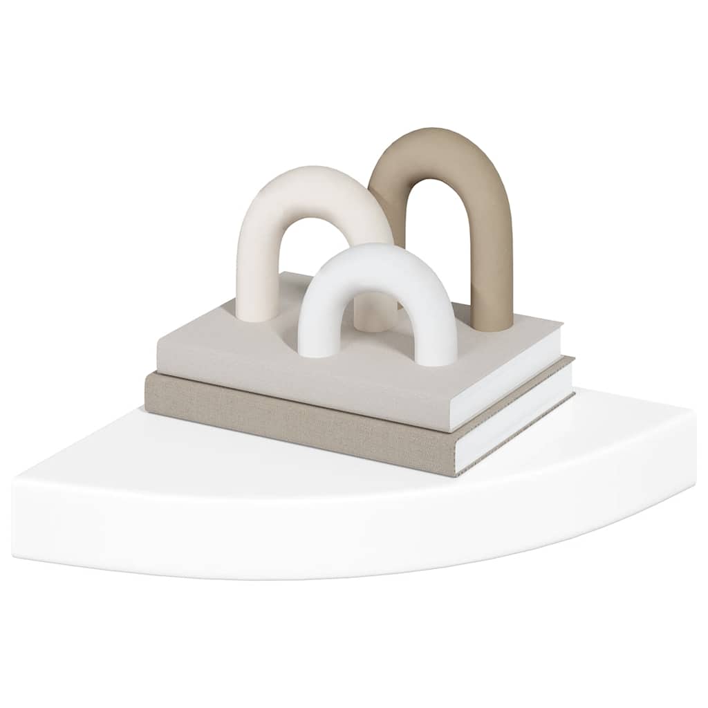 svævende hjørnehylder 4 stk. højglans hvid 25x25x3,8 cm MDF
