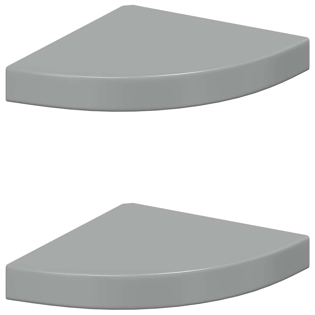 hjørnehylder 2 stk. 25x25x3,8 cm MDF grå højglans