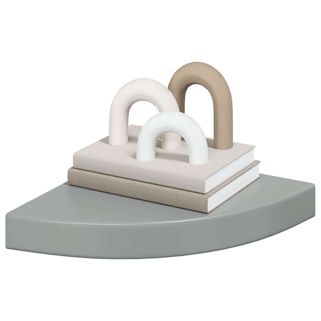 hjørnehylder 2 stk. 25x25x3,8 cm MDF grå højglans