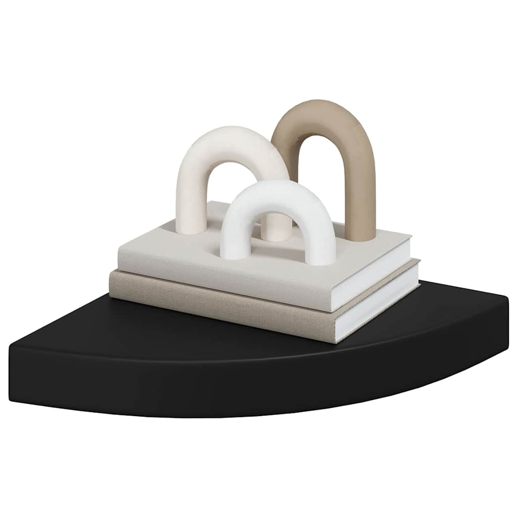 hjørnehylder 2 stk. 25x25x3,8 cm MDF sort