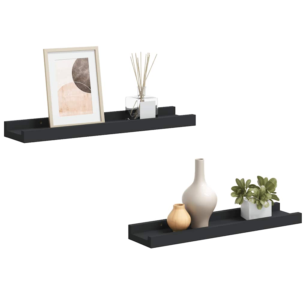 gallerihylder 2 stk. 40x9x3 cm MDF sort