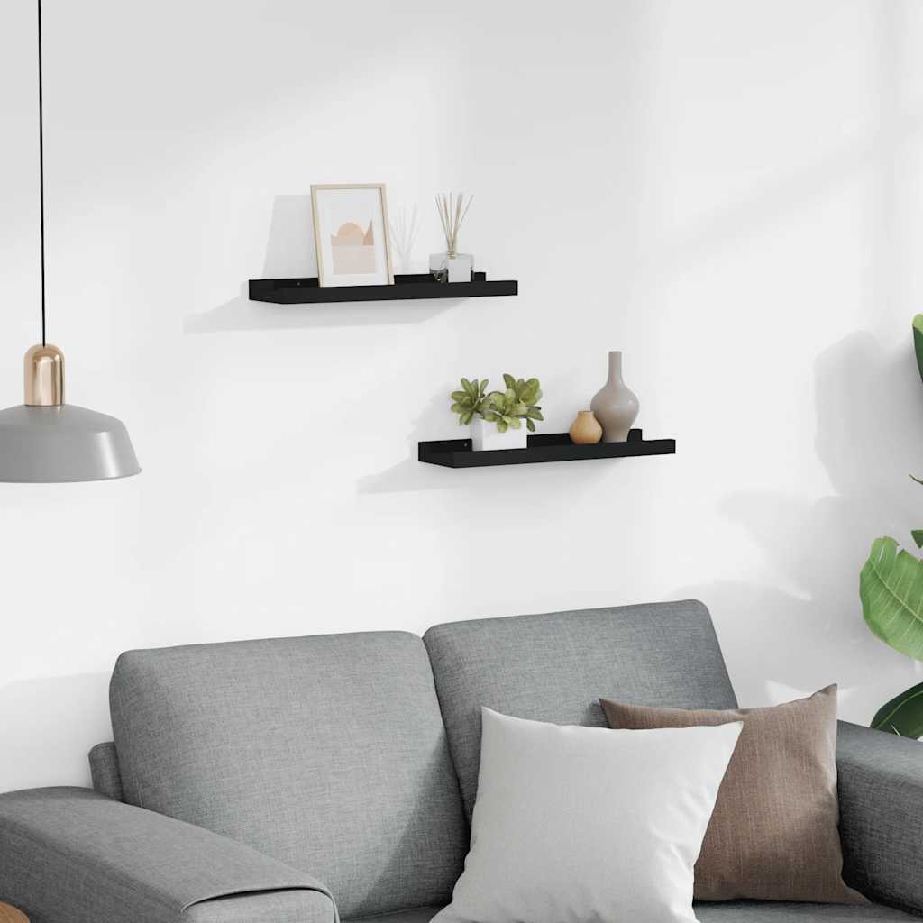 gallerihylder 2 stk. 40x9x3 cm MDF sort