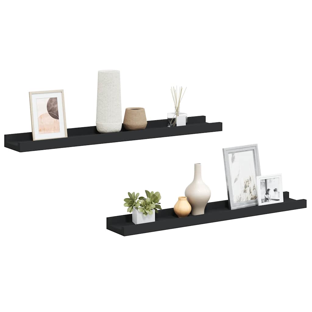 gallerihylder 2 stk. 60x9x3 cm MDF sort