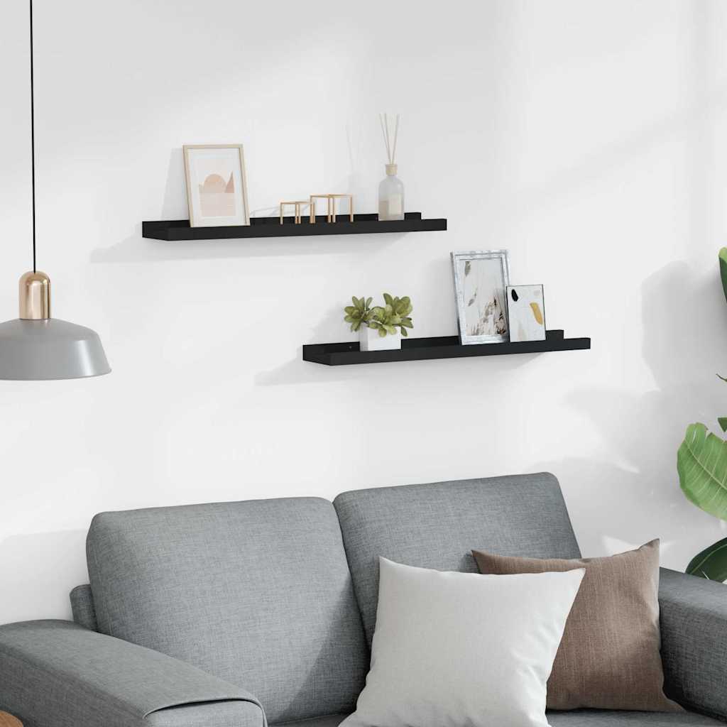 gallerihylder 2 stk. 60x9x3 cm MDF sort
