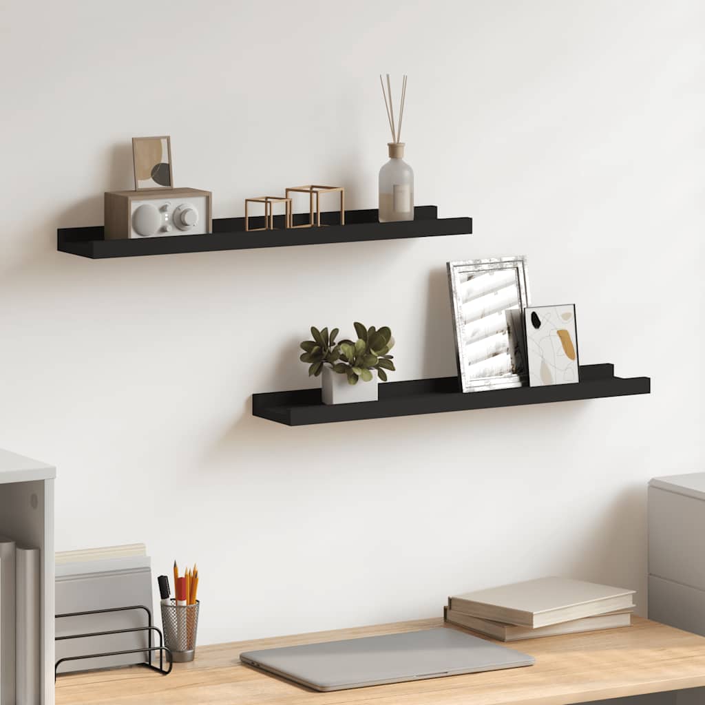 gallerihylder 2 stk. 60x9x3 cm MDF sort