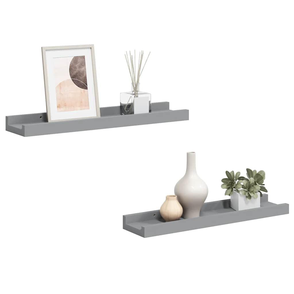 gallerihylder 2 stk. 40x9x3 cm MDF grå