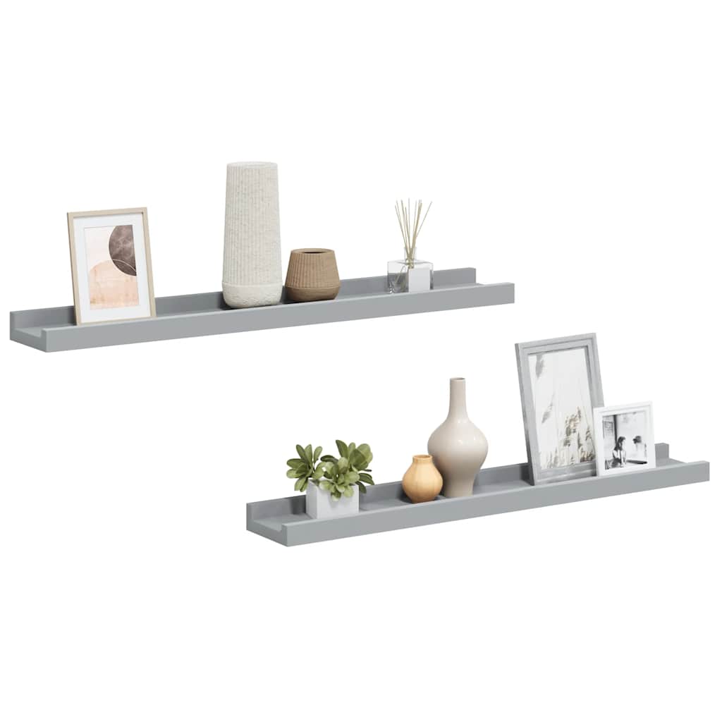 gallerihylder 2 stk. 60x9x3 cm MDF grå