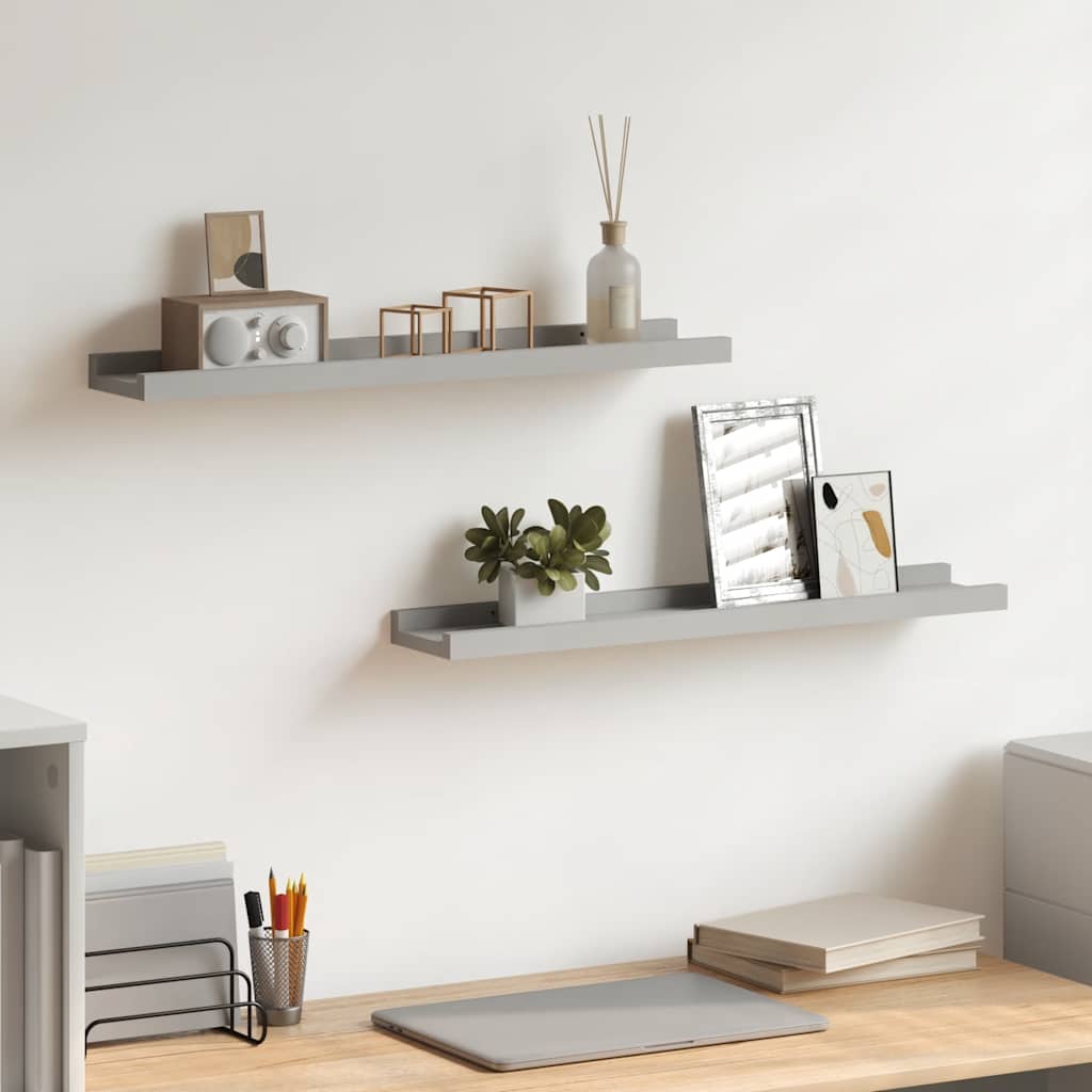 gallerihylder 2 stk. 60x9x3 cm MDF grå