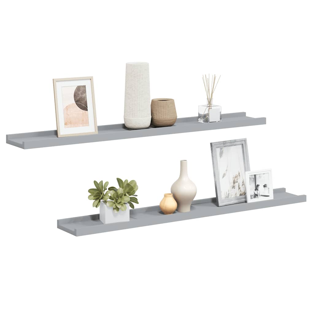 gallerihylder 2 stk. 80x9x3 cm MDF grå
