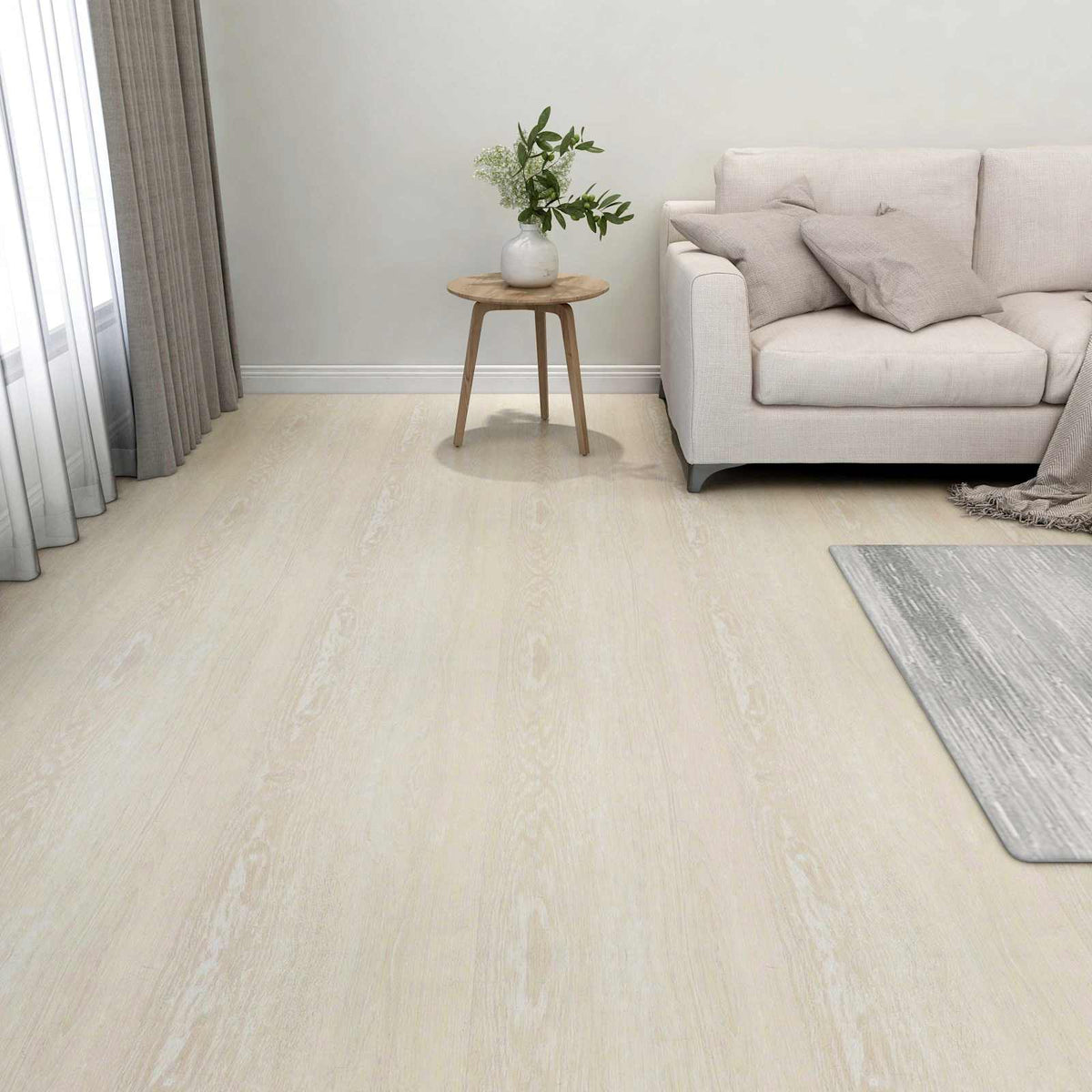 Gulvplanker Hvid og Beige 5,11 m² 55 stk. PVC