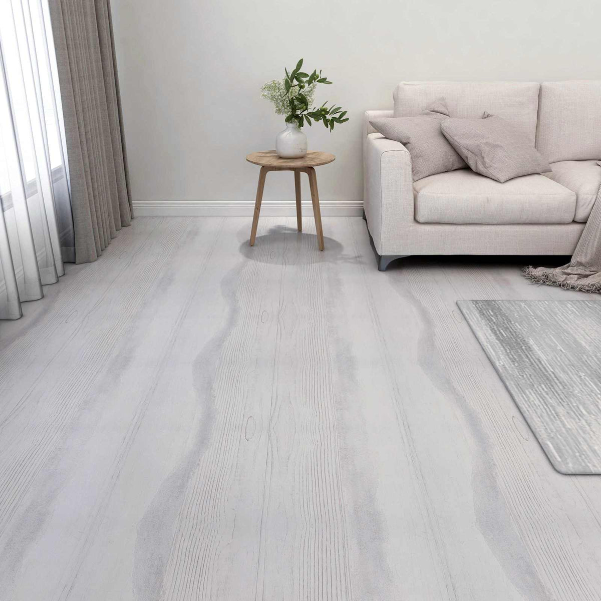 Gulvplanker Hvid og lysegrå 5,11 m² 55 stk. PVC
