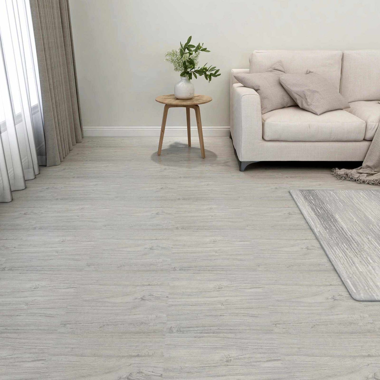 Gulvplanker Grå og Træ 5,11 m² 55 stk. PVC