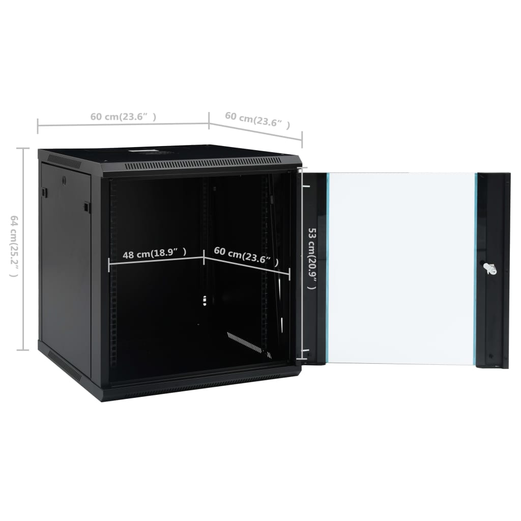 væghængt netværksskab 12U IP20 19" 600x600x640 mm