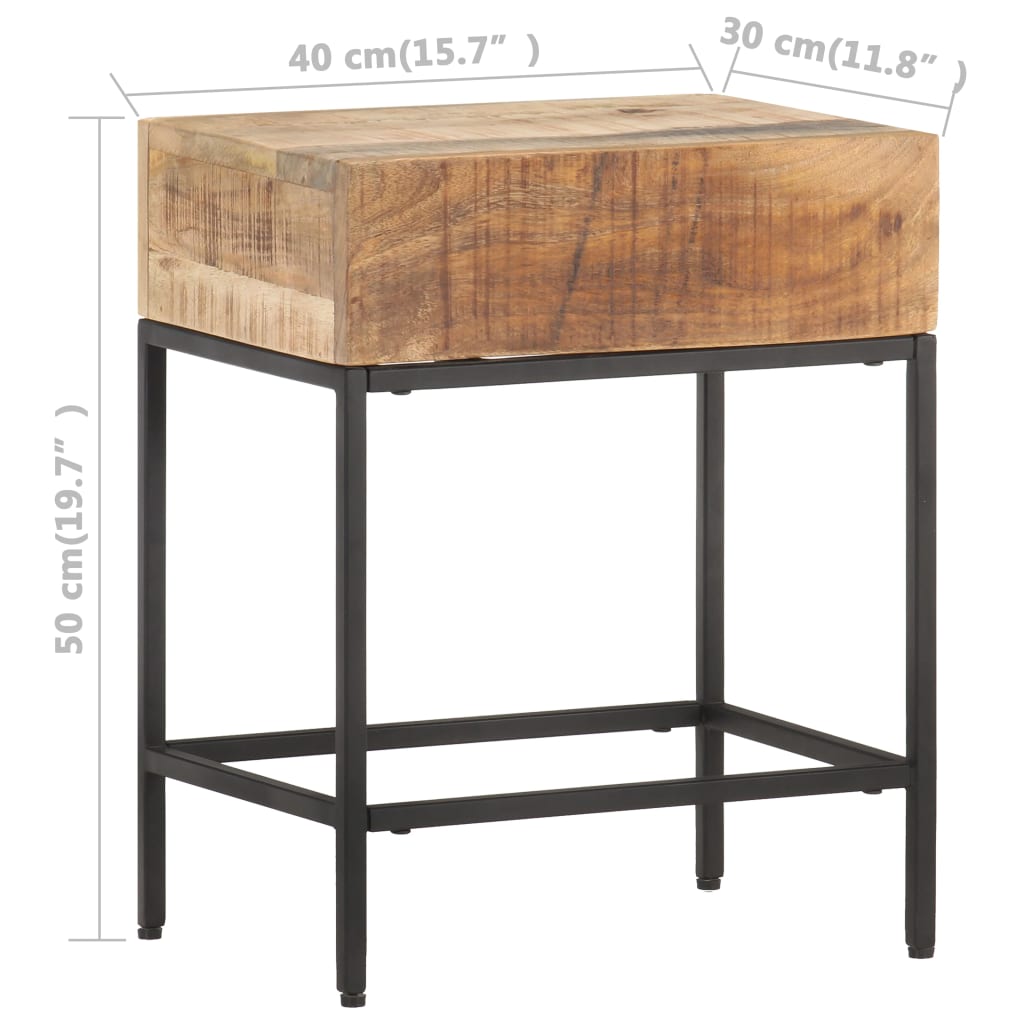 sidebord 40x30x50 cm massivt ru mangotræ