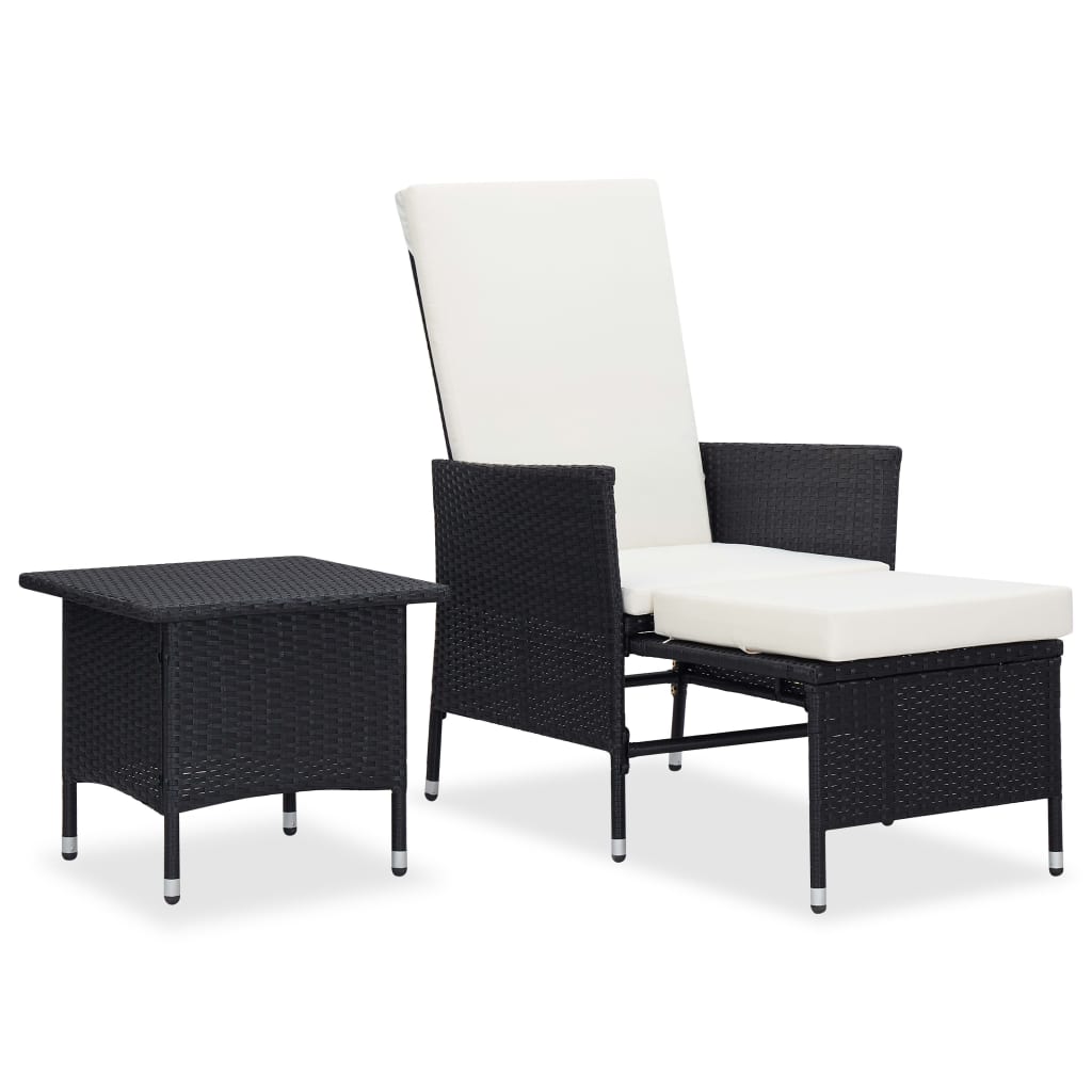 loungesæt til haven 2 dele med hynder polyrattan sort