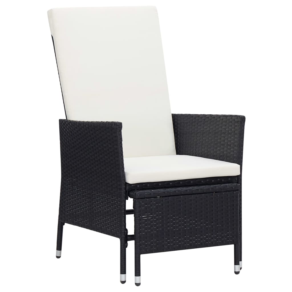 loungesæt til haven 2 dele med hynder polyrattan sort